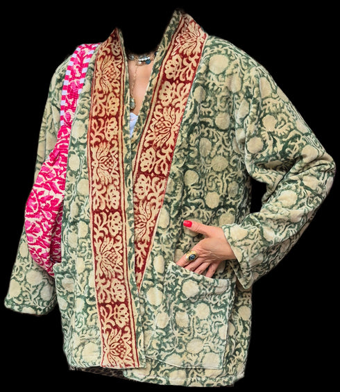 Paisly Garden Velvet Kimono